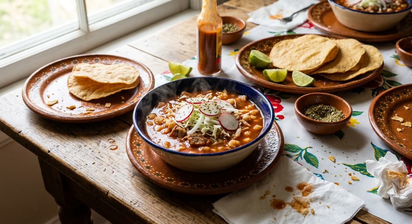 Red Pozole — Hominy and Pork Chile Stew - authentic mexican recipe