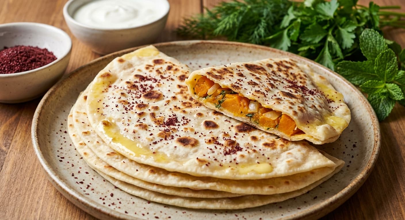 Pumpkin Qutab — Azerbaijani Pumpkin-Filled Griddled Flatbread - authentic azerbaijani recipe