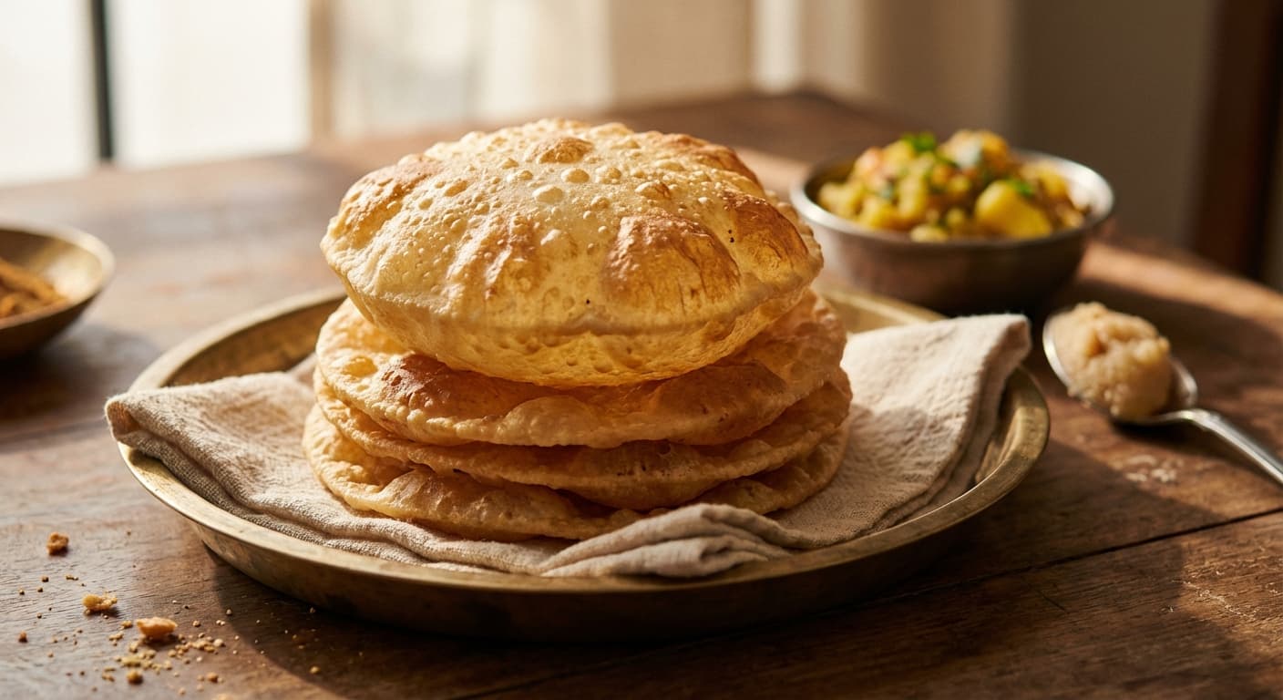 Puri — Indian Deep-Fried Puffed Bread - authentic indian recipe