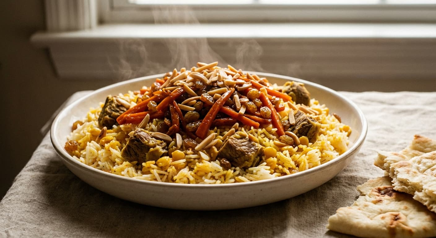 Qabili Shola — Afghan creamy rice with lamb and warm spices - authentic afghan recipe