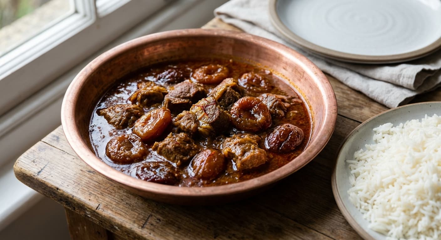 Qorma-e Alu Bukhara — Afghan Lamb Stew with Dried Plums - authentic afghan recipe