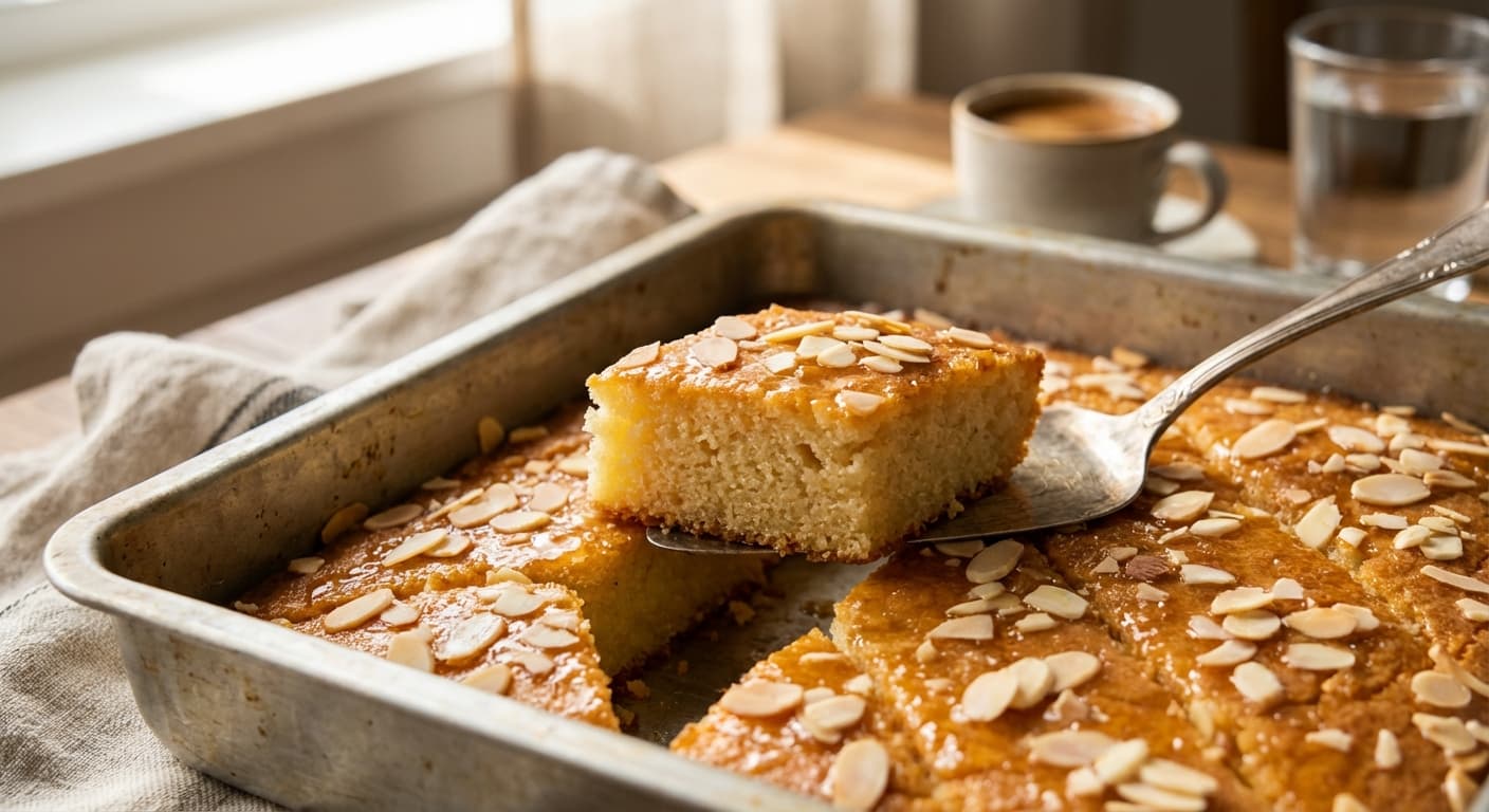 Ravani — Greek Semolina Cake Soaked in Citrus Syrup - authentic greek recipe