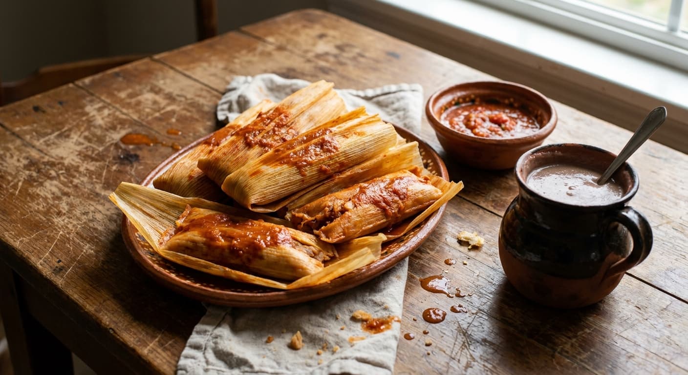 Tamales — Red Chile Pork in Steamed Corn Masa - authentic mexican recipe