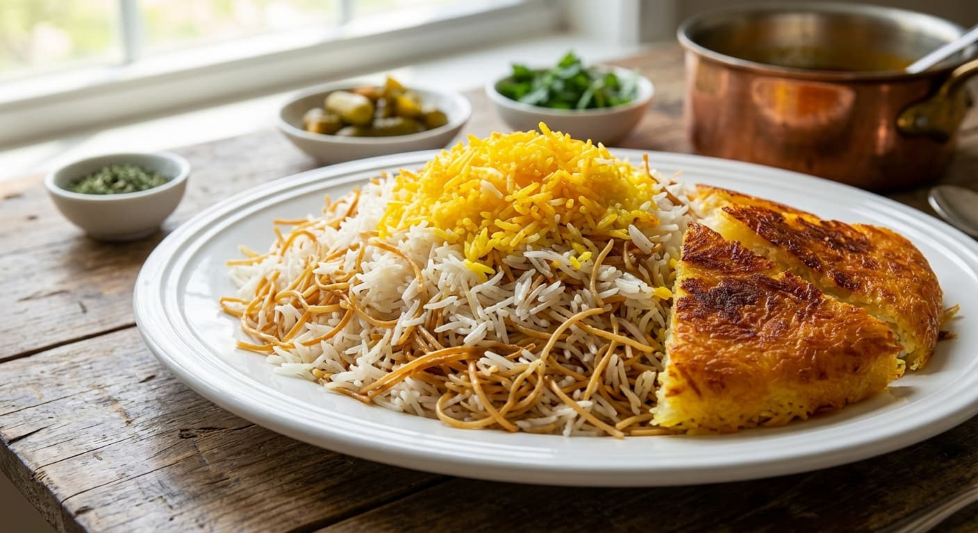 Reshteh Polo - Persian Toasted Noodle Rice - authentic persian recipe