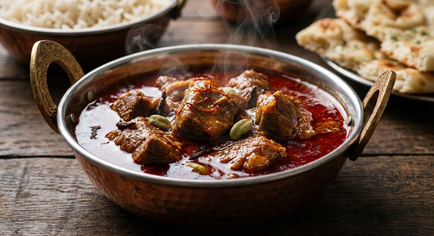 Rogan Josh — Kashmiri Slow-Braised Lamb in Aromatic Red Sauce - authentic indian recipe