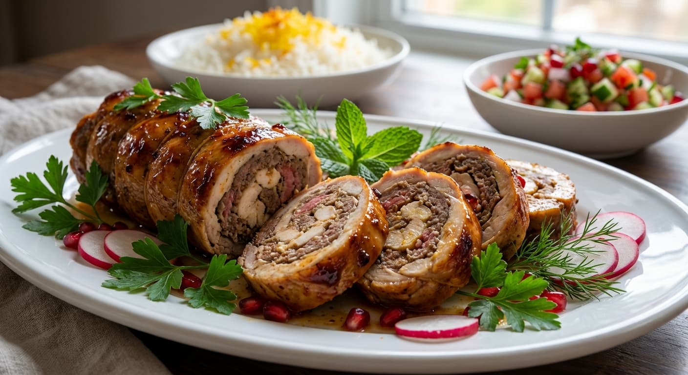 Rolat Goosht va Morgh — Persian Mixed Meat & Chicken Roulade - authentic persian recipe