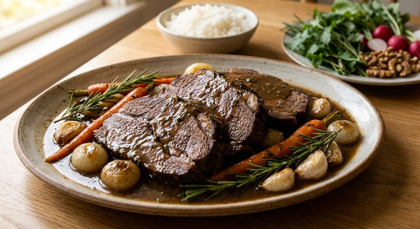 Rosemary Slow-Braised Beef Kabab — Persian-Inspired Rosemary Roast in Aromatic Broth - authentic persian recipe