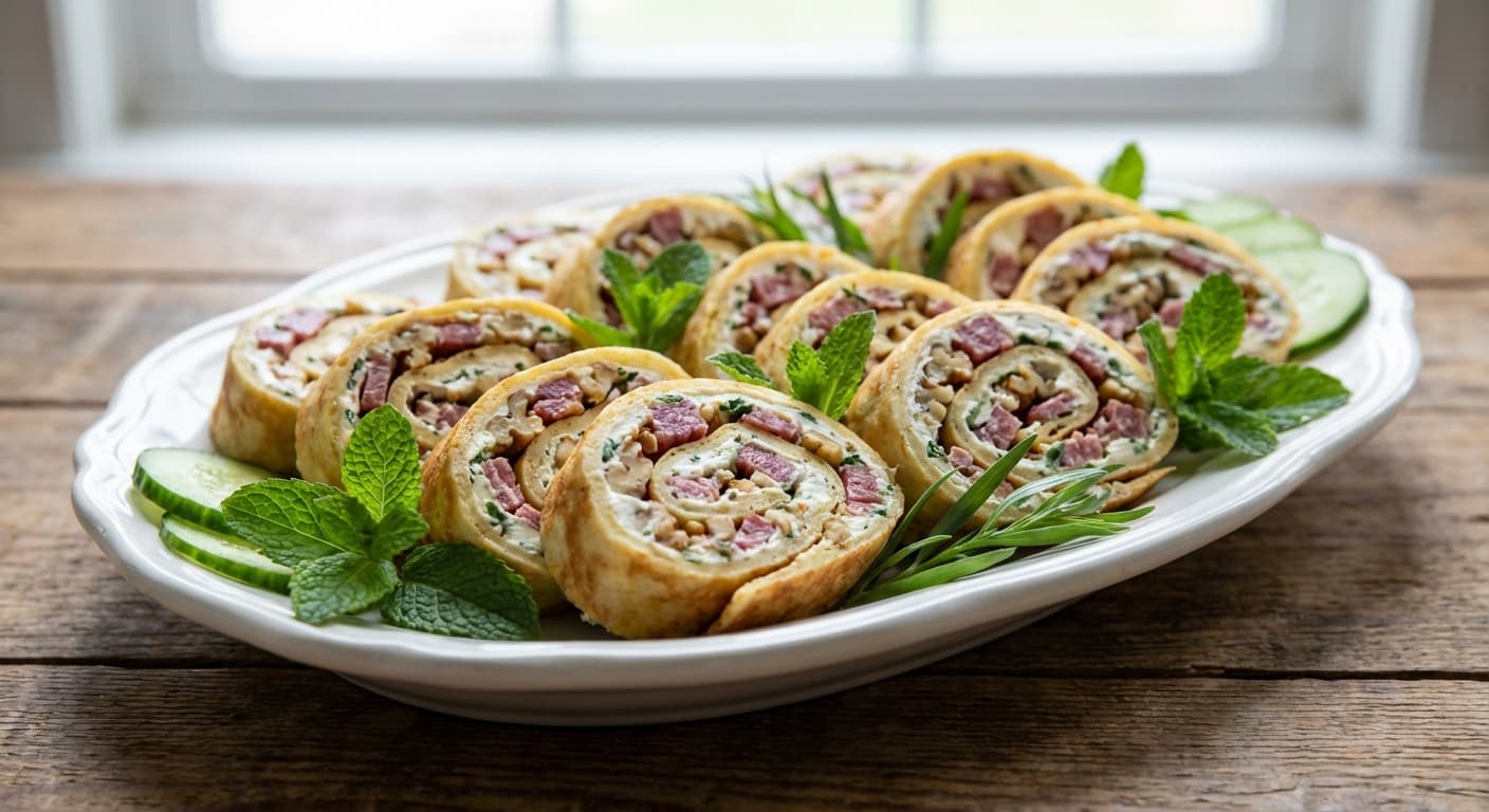 Roulat Panir — Persian Savory Cheese & Walnut Crepe Rolls - authentic persian recipe