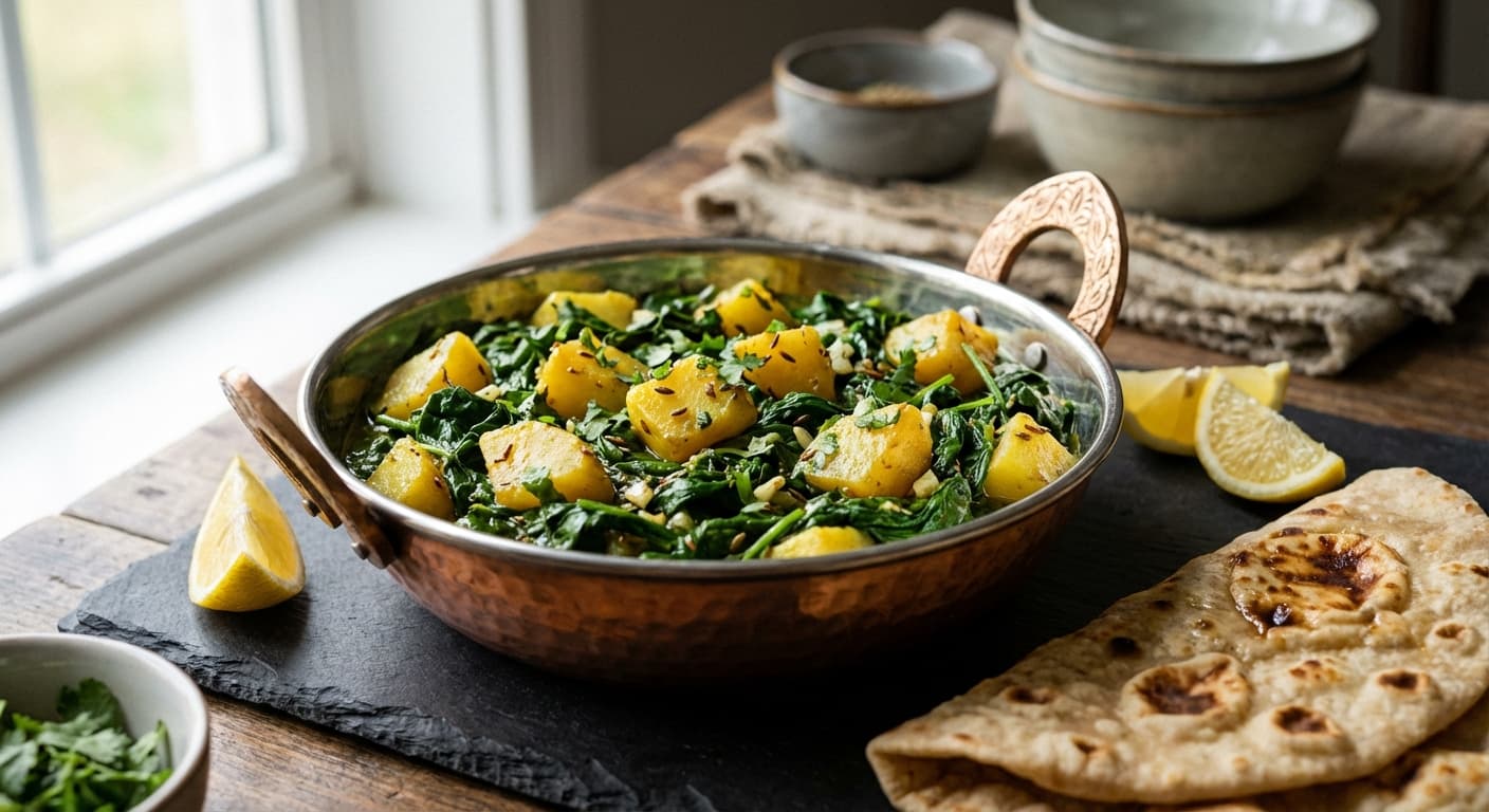 Saag Aloo — Indian Spinach and Potatoes with Garlic - authentic indian recipe