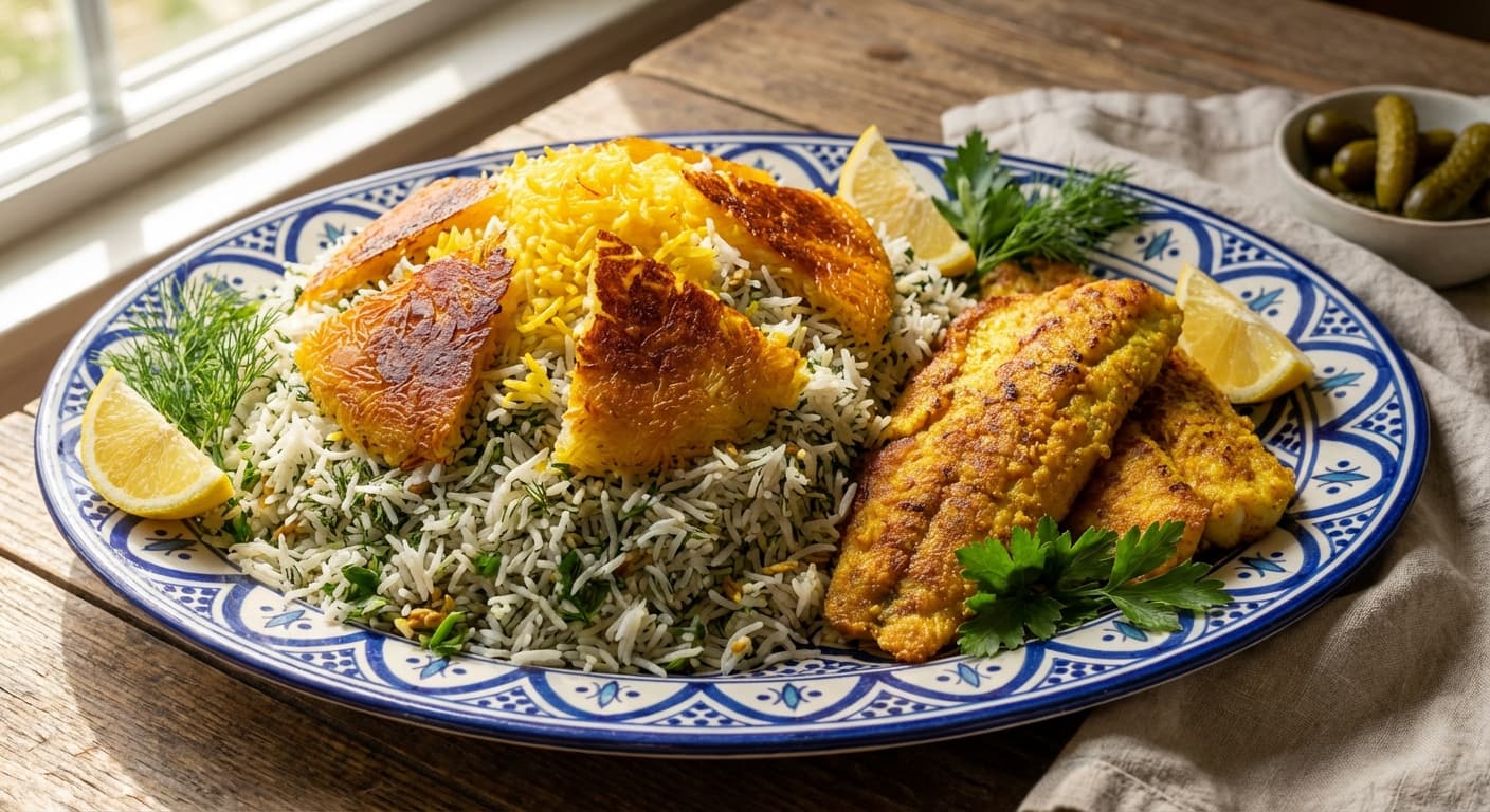 Sabzi Polo ba Mahi — Persian Herbed Rice with Crispy Fish - authentic persian recipe