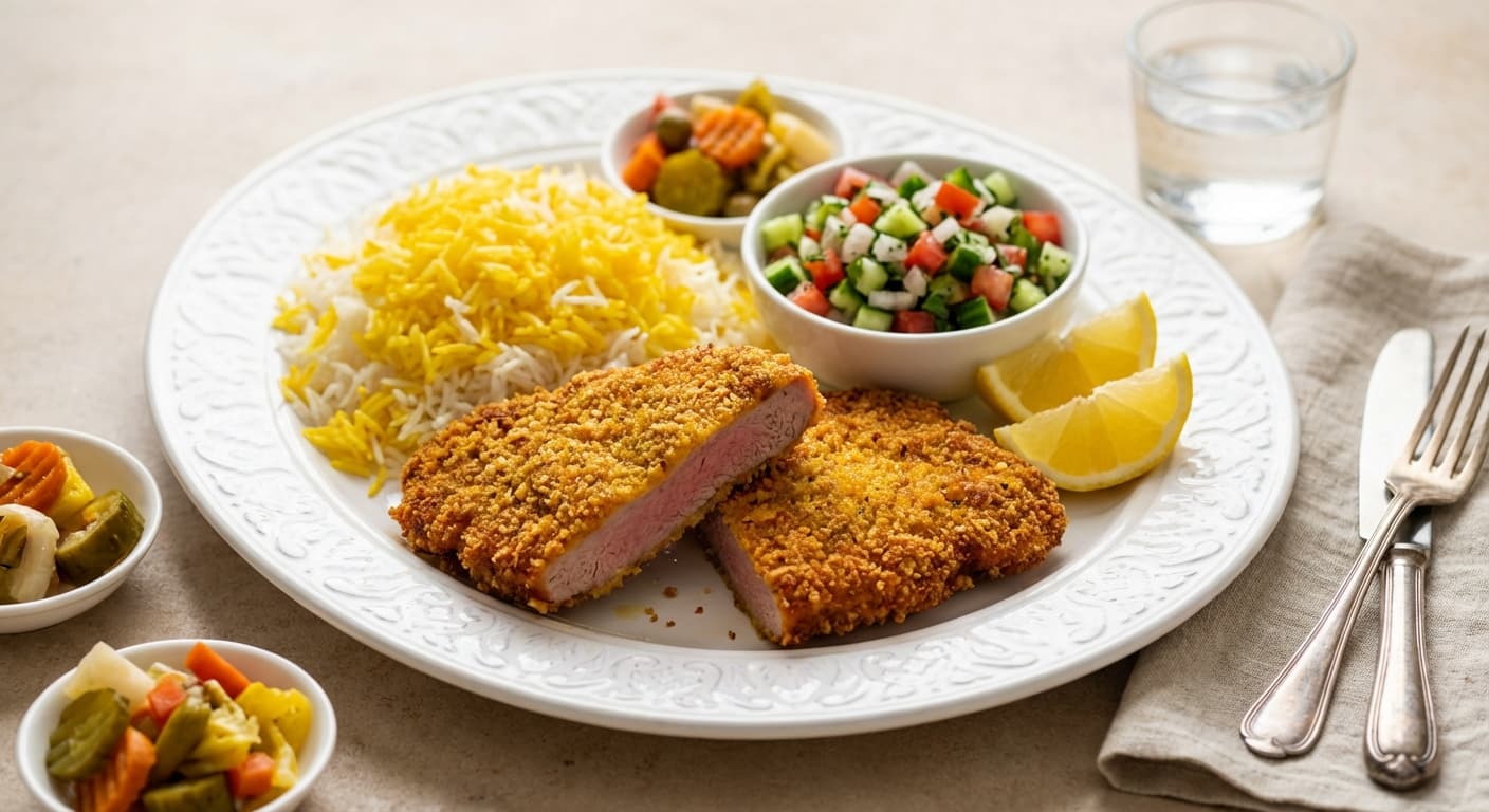 Saffron Ostrich Schnitzel — Crispy Persian-Style Cutlets with Saffron - authentic persian recipe
