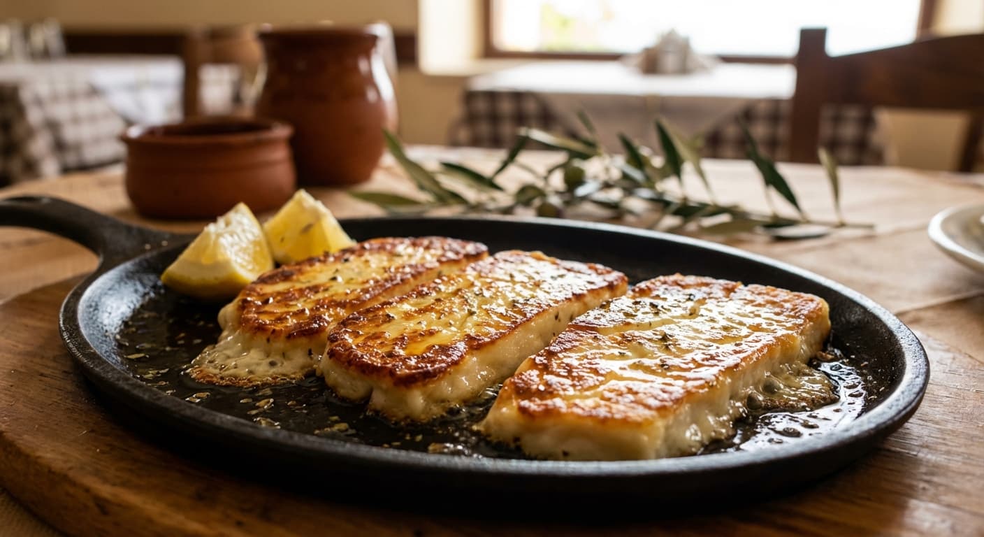 Saganaki — Greek Pan-Fried Cheese with Lemon - authentic greek recipe