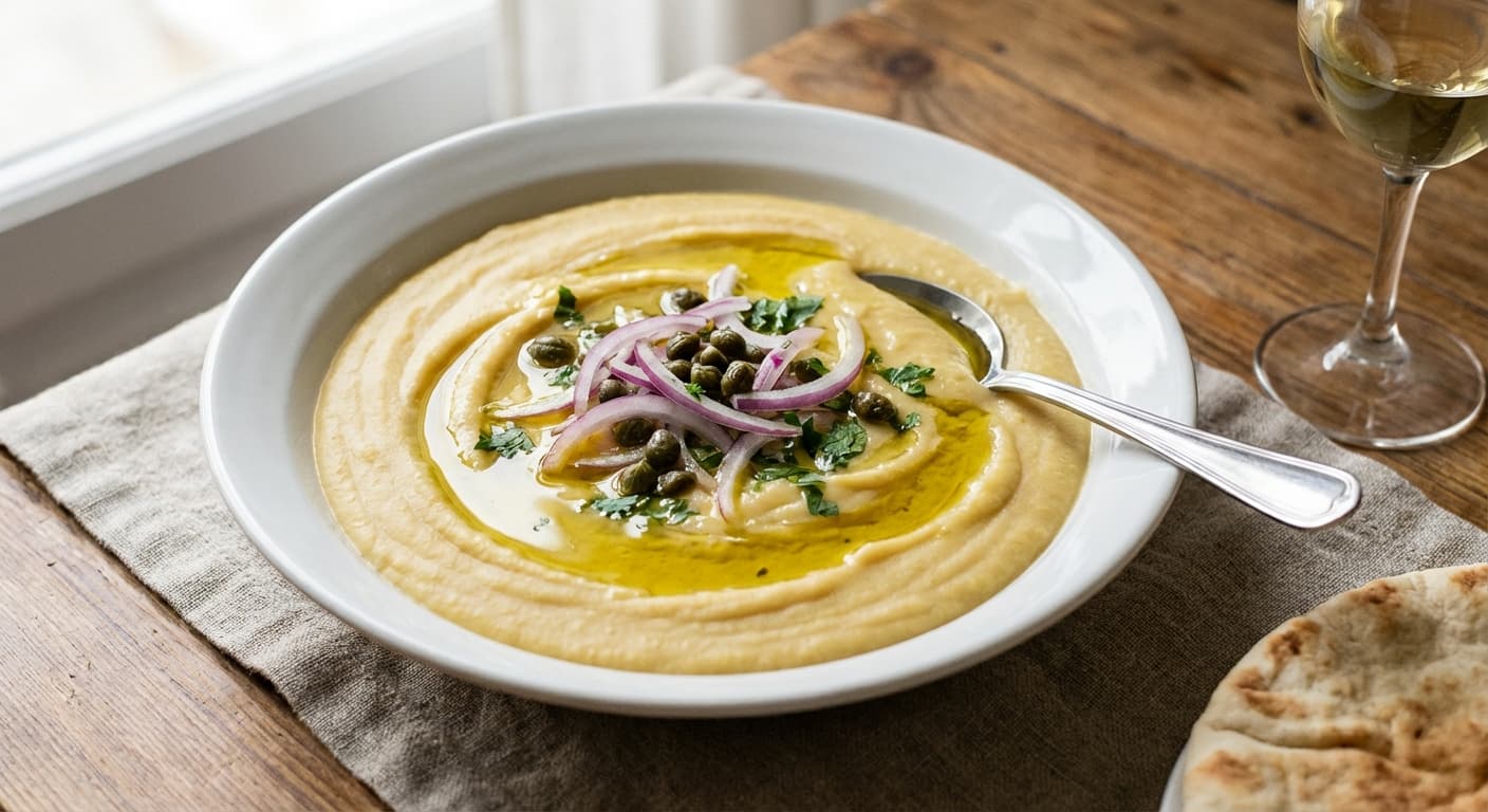 Santorini Fava Purée — Creamy Greek yellow split pea mezze - authentic greek recipe