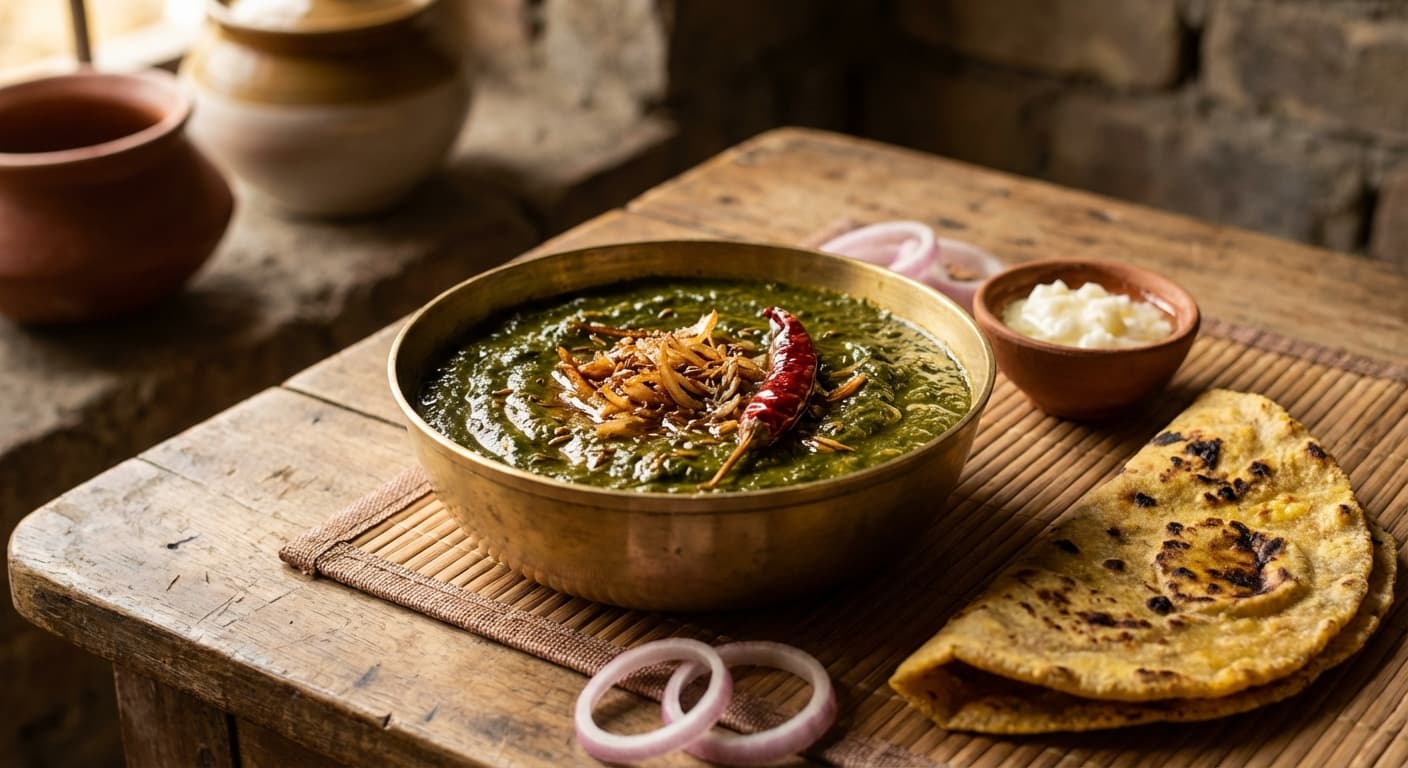 Sarson da Saag — Punjabi mustard greens curry finished with ghee - authentic indian recipe