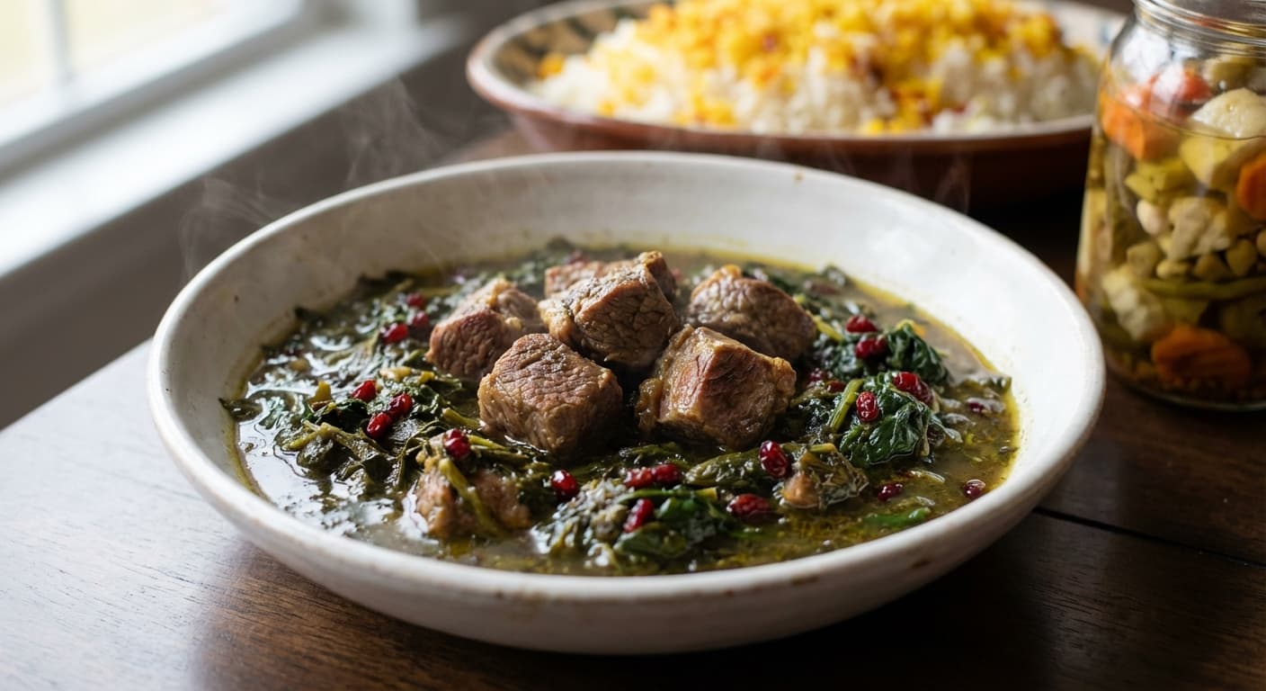 Sebzi Qovurma — Azerbaijani Herb and Lamb Stew - authentic azerbaijani recipe