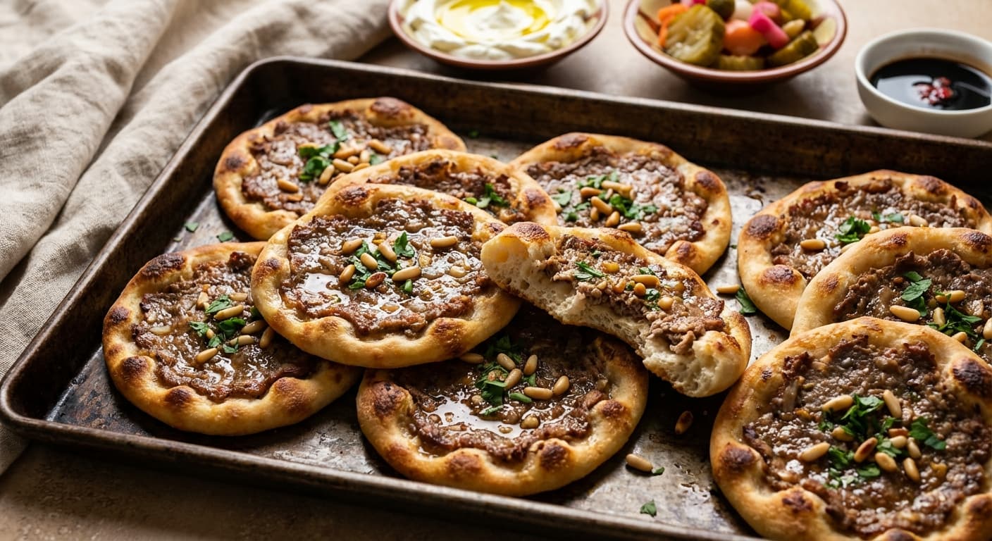 Sfiha — Lebanese Open-Faced Lamb Pastries with Tangy Spices - authentic lebanese recipe