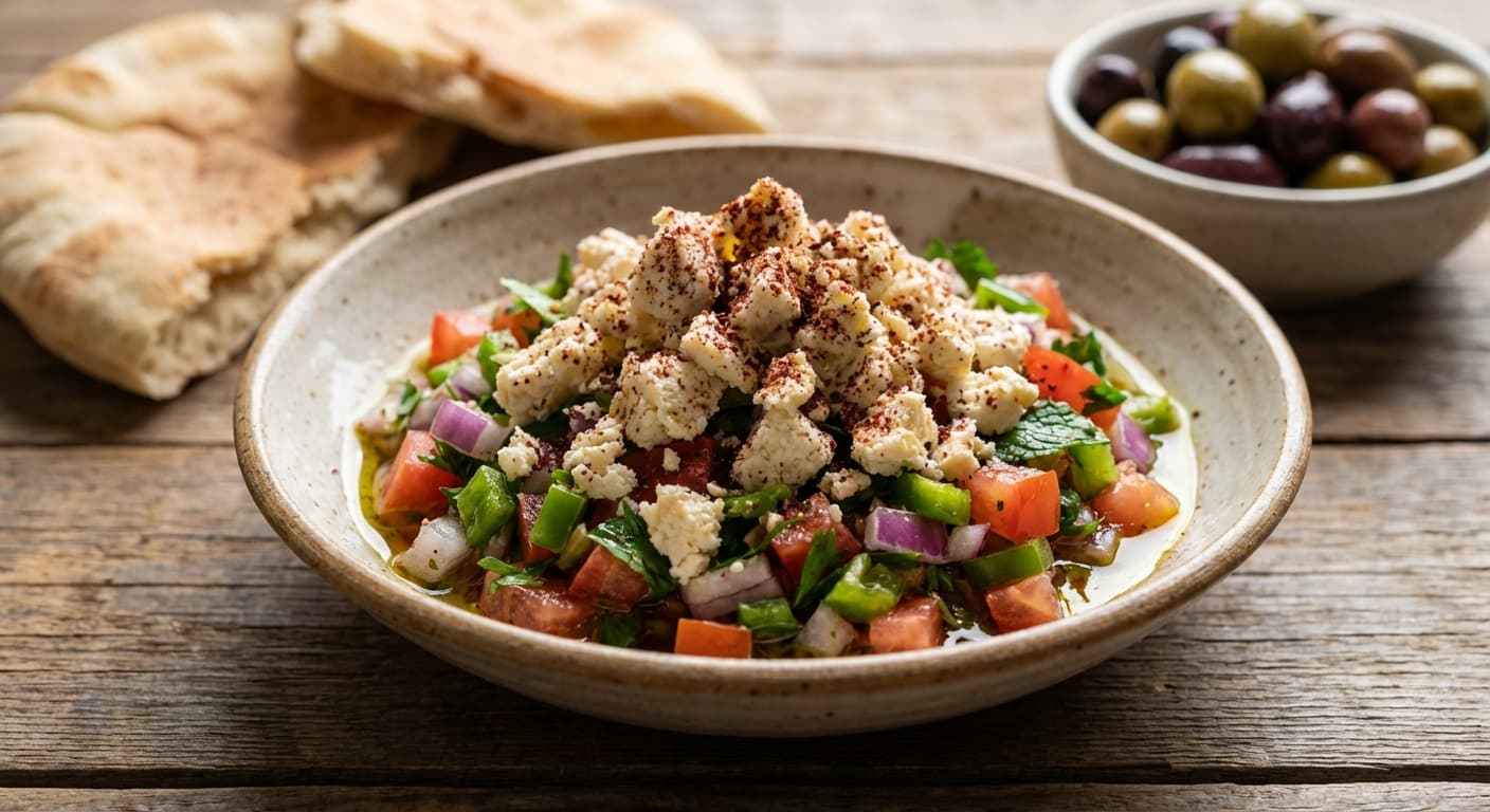 Shanklish — Lebanese Aged Cheese Salad with Tomato and Onion - authentic lebanese recipe