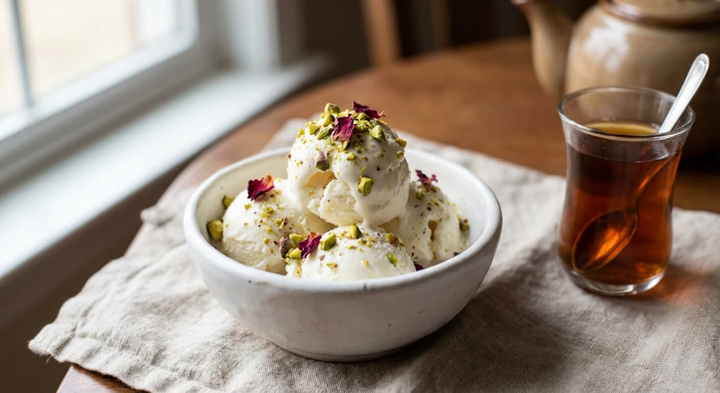 Sheer Yakh — Afghan Rosewater Ice Cream with Pistachio - authentic afghan recipe