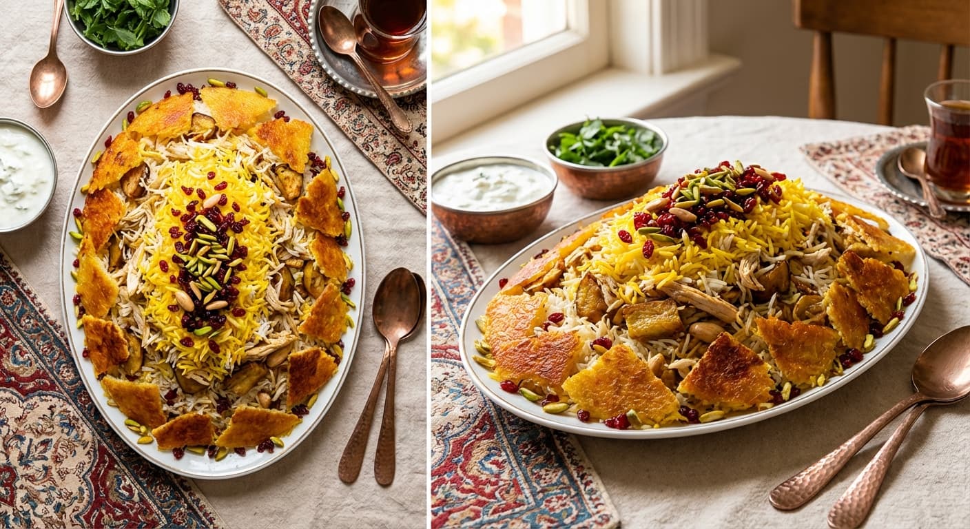Shirazi Polo — Persian Jeweled Layered Rice - authentic persian recipe