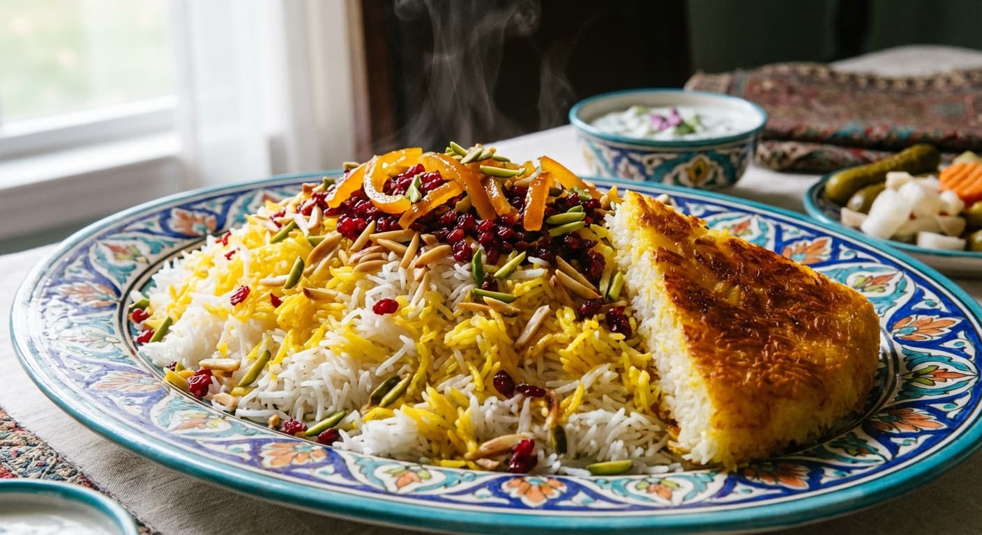 Shirin Polo — Persian Sweet Rice with Orange Peel and Barberries - authentic persian recipe