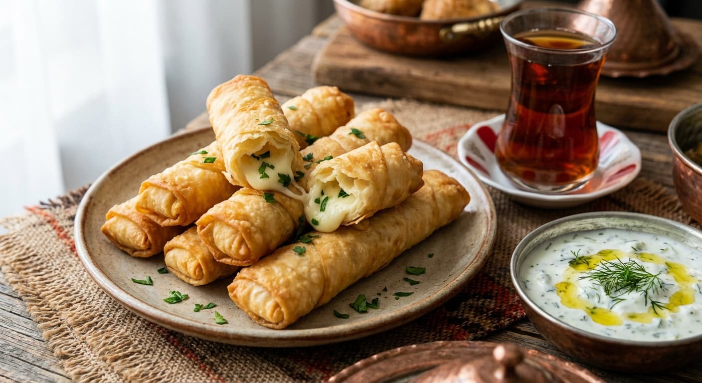 Sigara Böreği — Turkish Crispy Rolled Cheese Pastry - authentic turkish recipe