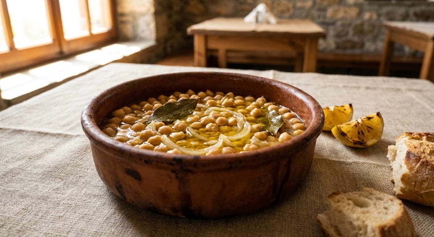 Slow-Baked Chickpeas — Greek chickpeas with onion and bay - authentic greek recipe