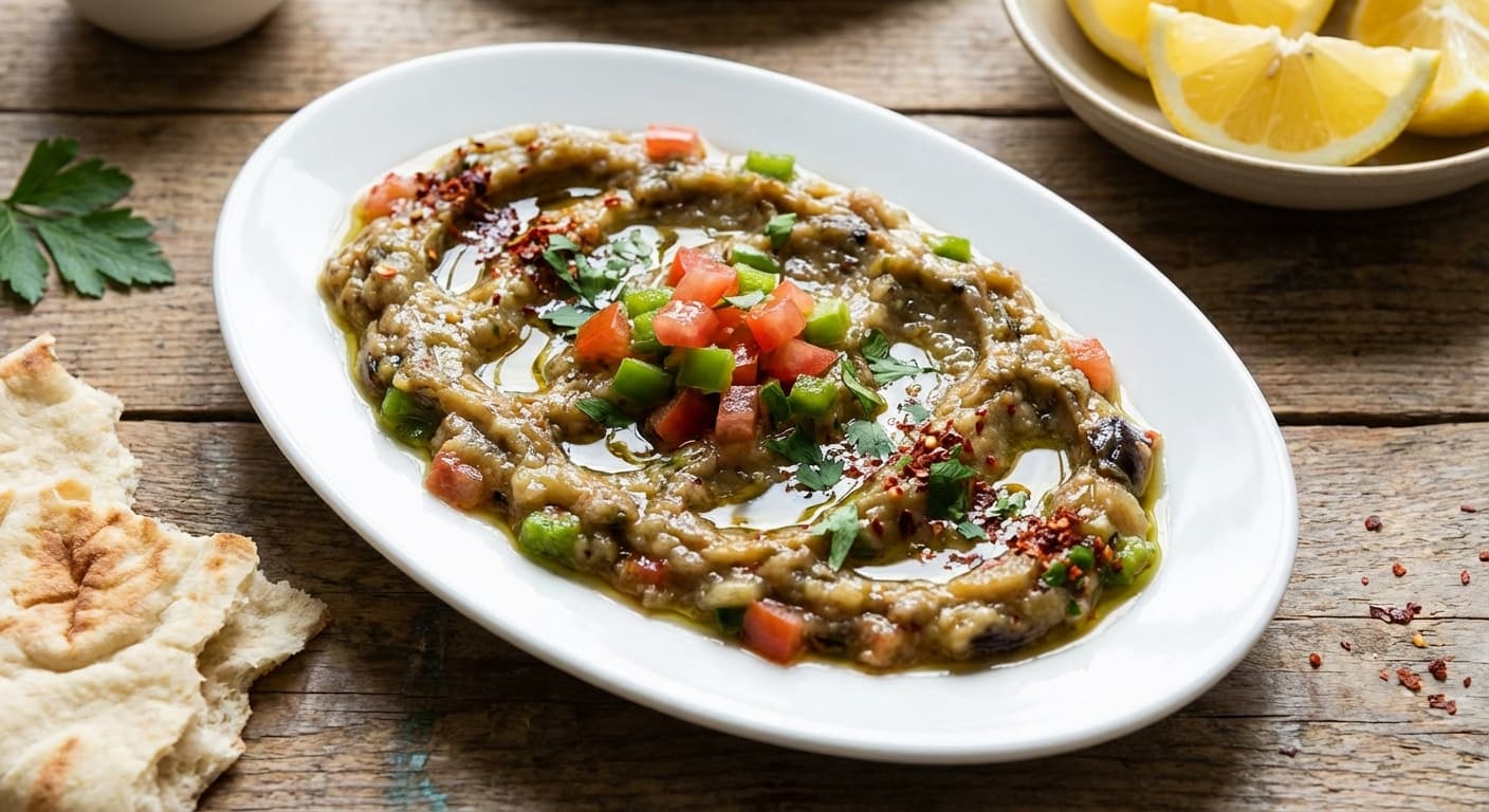 Smoky Eggplant Salad — Charred eggplant with garlic and olive oil - authentic turkish recipe