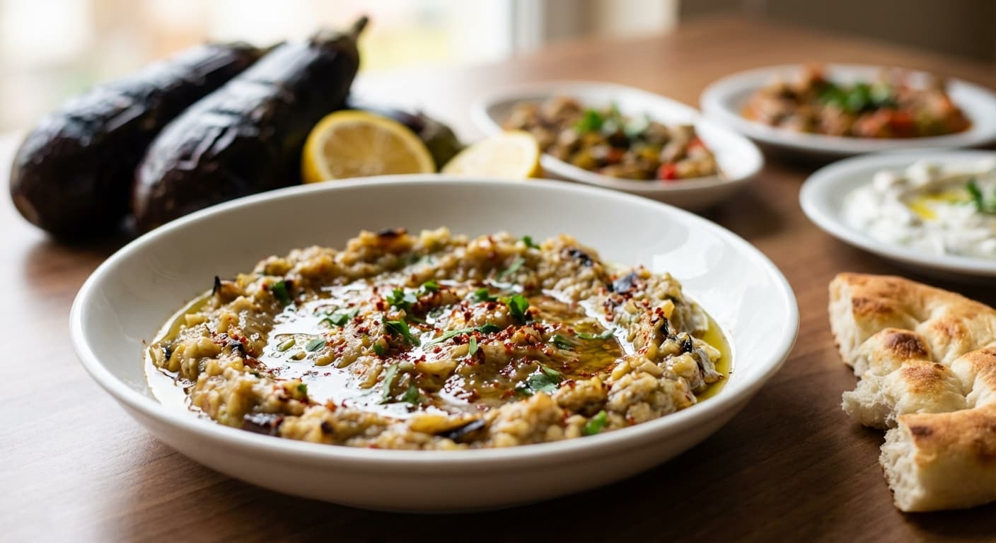 Smoky Eggplant Salad — Turkish charred eggplant with garlic and olive oil - authentic turkish recipe