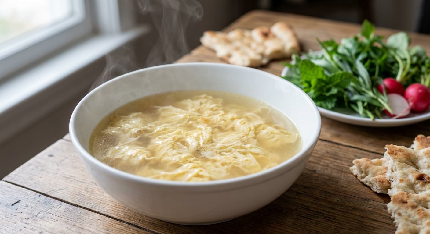 Soop-e Seer — Persian Garlic Soup with Egg Ribbons - authentic persian recipe