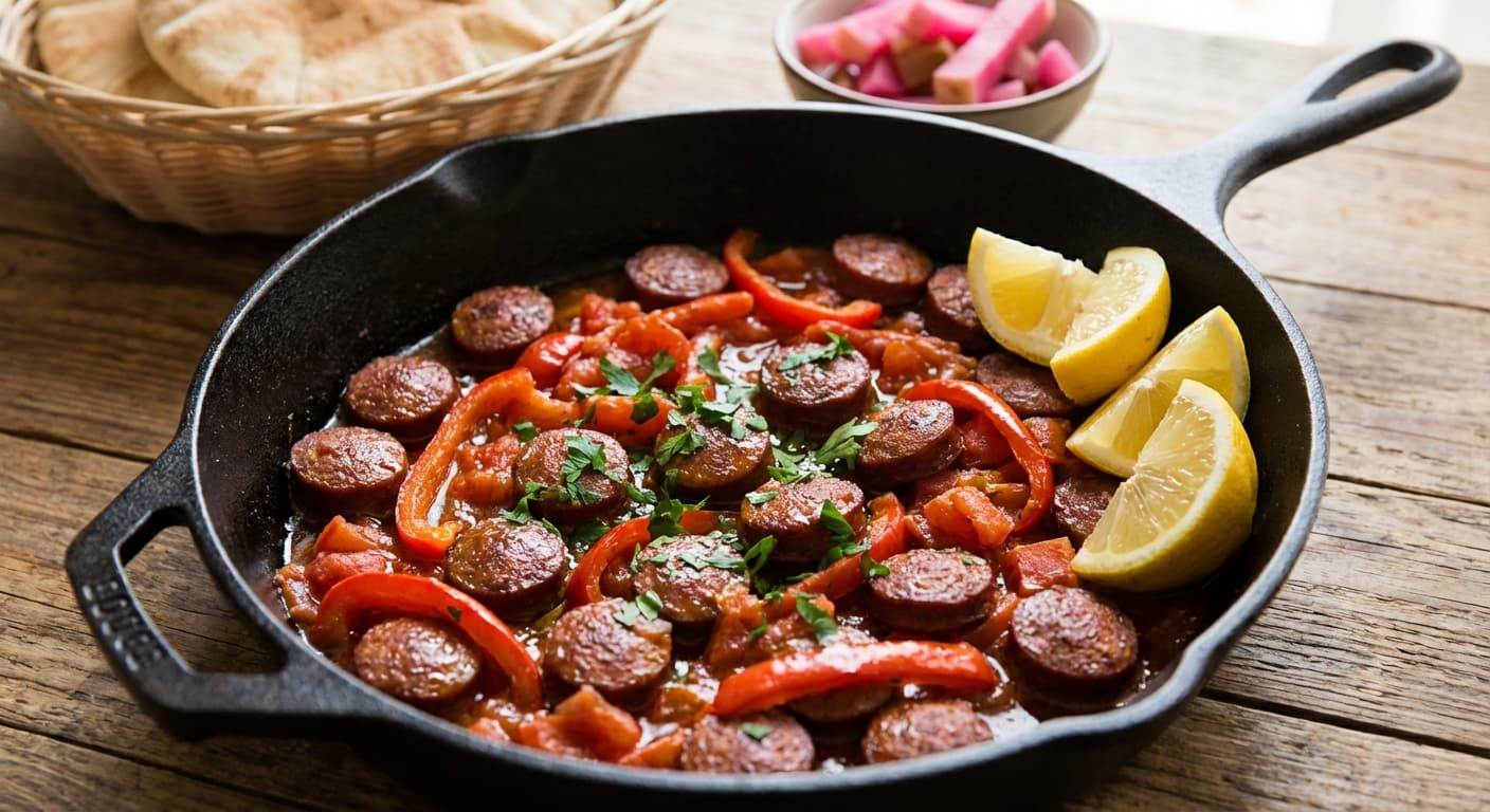 Soujok — Lebanese Spiced Beef Sausage Sautéed with Lemon - authentic lebanese recipe