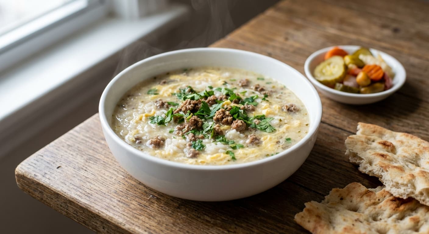 Soup - e Berenj - Persian Rice Soup with Meat & Herbs - authentic persian recipe