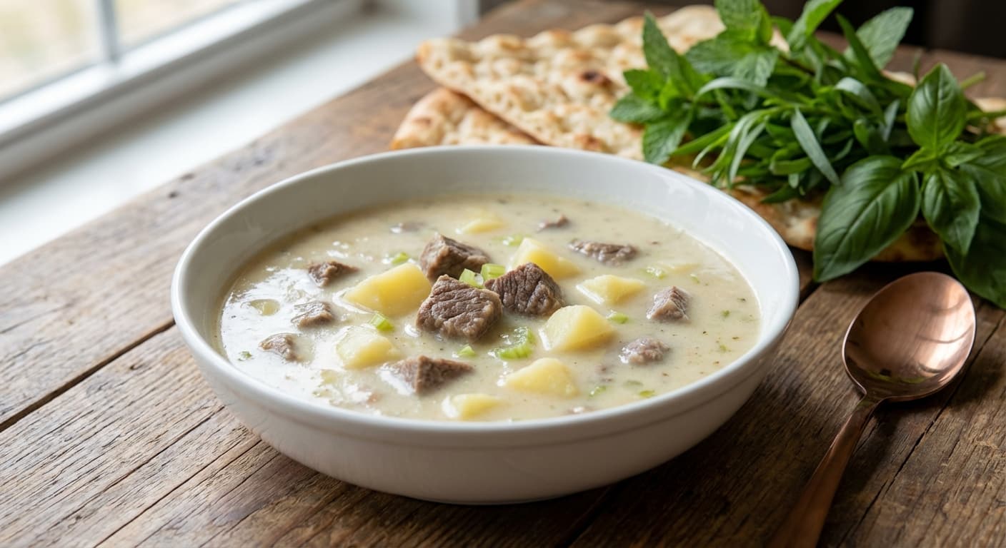 Soup - e Gusht va Sibzamini ( ) - Persian Meat and Potato Soup - authentic persian recipe