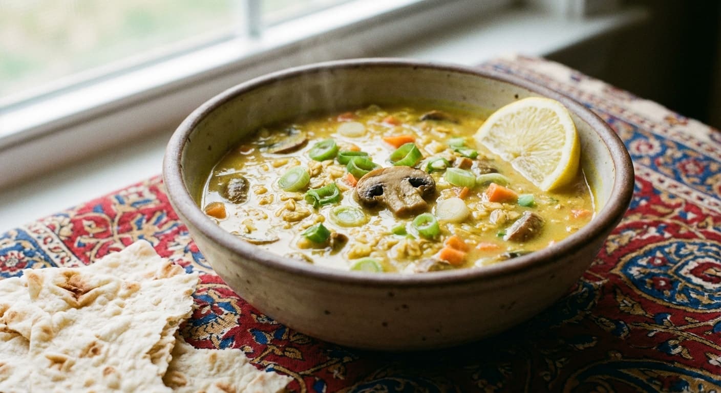 Soup Piazcheh — Spring Onion and Oat Mushroom Soup - authentic persian recipe