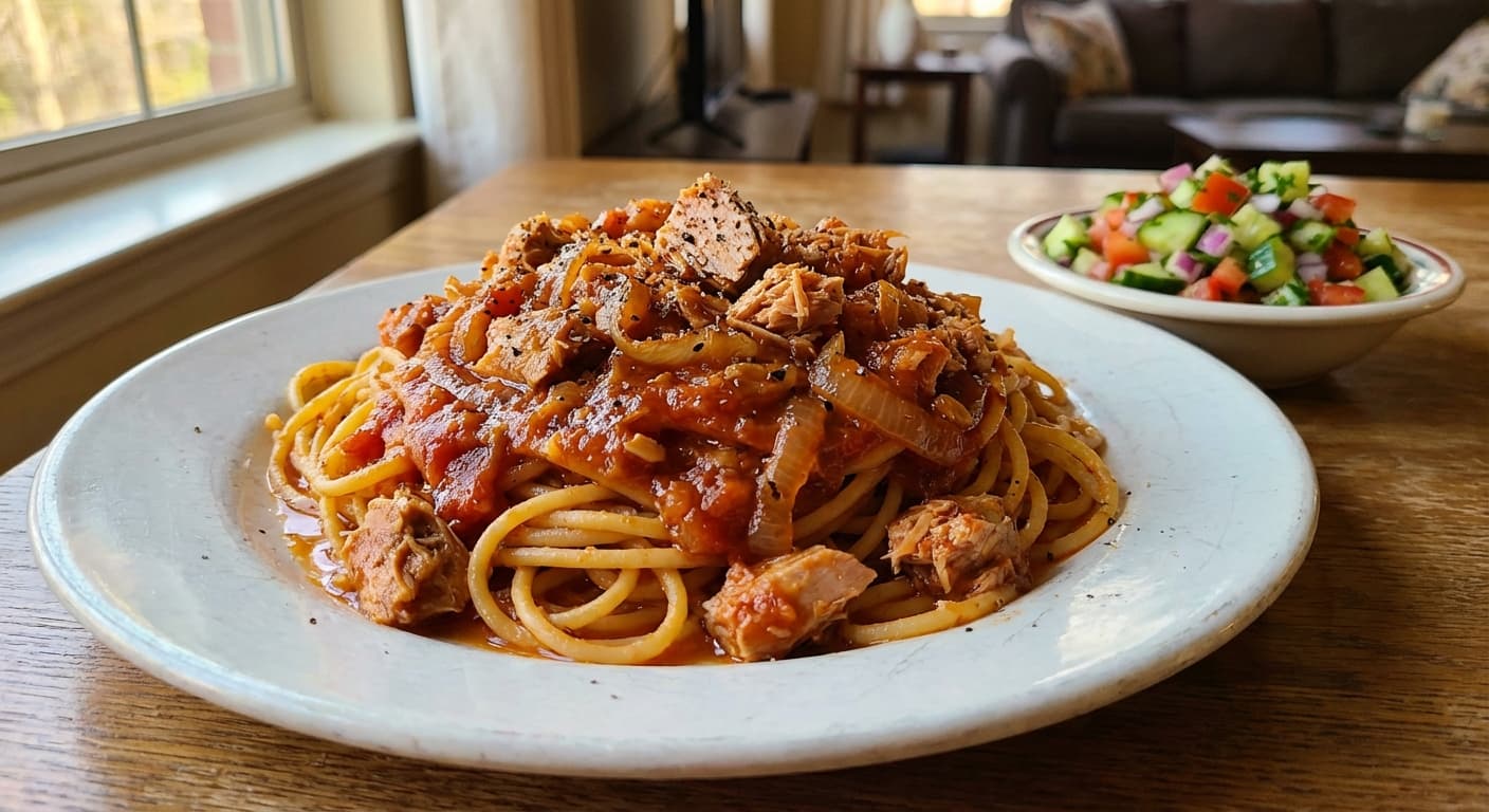 Spaghetti Ton Maahi - Persian - Style Tuna Spaghetti - authentic persian recipe