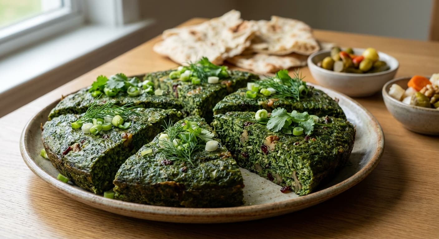 Spinach and Aromatic Herb Kuku — Persian herb-packed frittata - authentic persian recipe