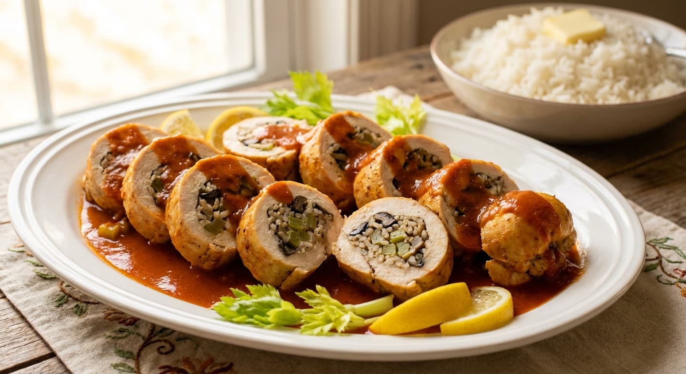 Stuffed Chicken with Celery and Mushrooms — Elegant Persian dolmeh-style roulades - authentic persian recipe