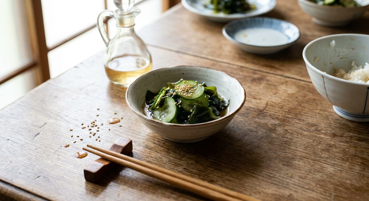 Sunomono — Japanese Vinegared Cucumber and Wakame Salad - authentic japanese recipe