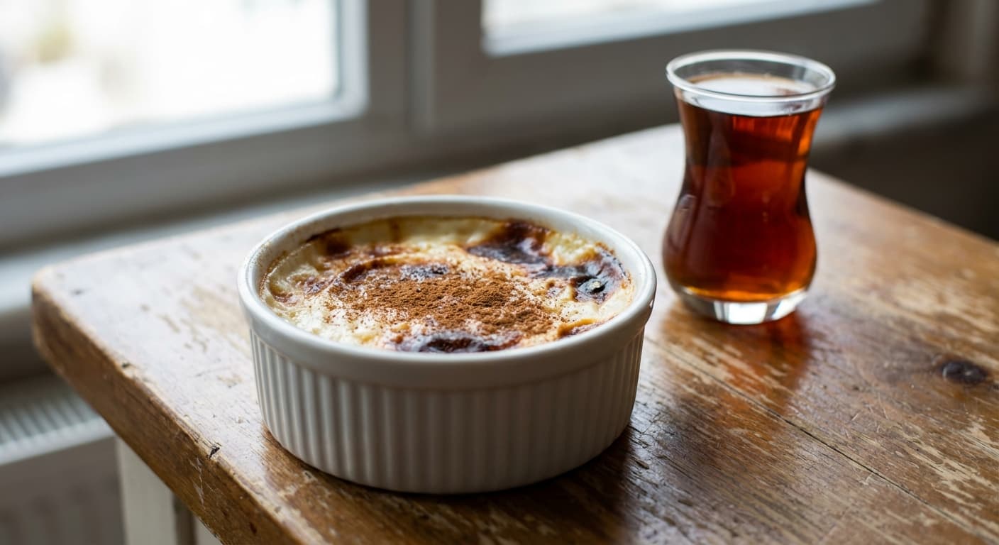 Sütlaç — Turkish Baked Rice Pudding with a Lightly Caramelized Top - authentic turkish recipe