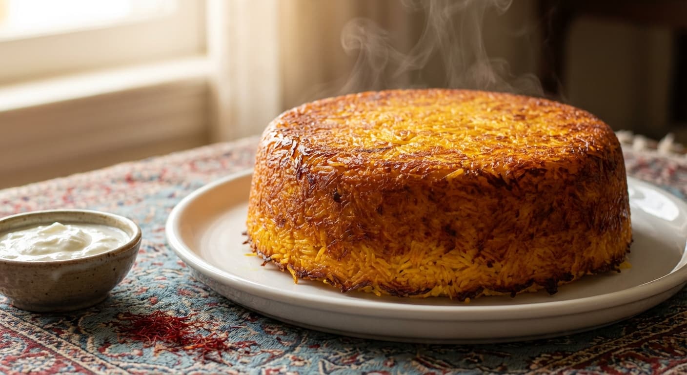 Tahchin Tadig — Golden Saffron Yogurt Rice Crust - authentic persian recipe
