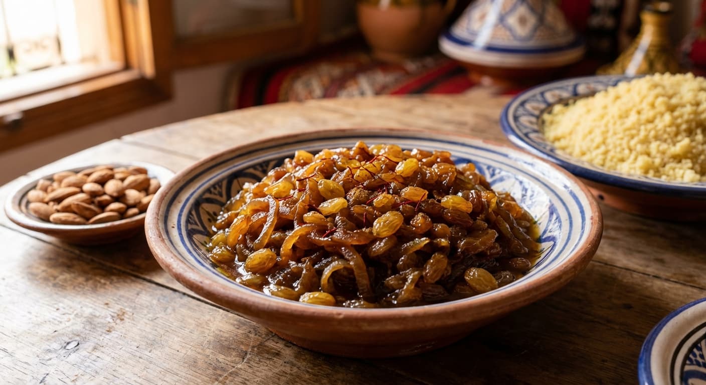 Tfaya — Moroccan Caramelized Onion and Raisin Relish - authentic moroccan recipe