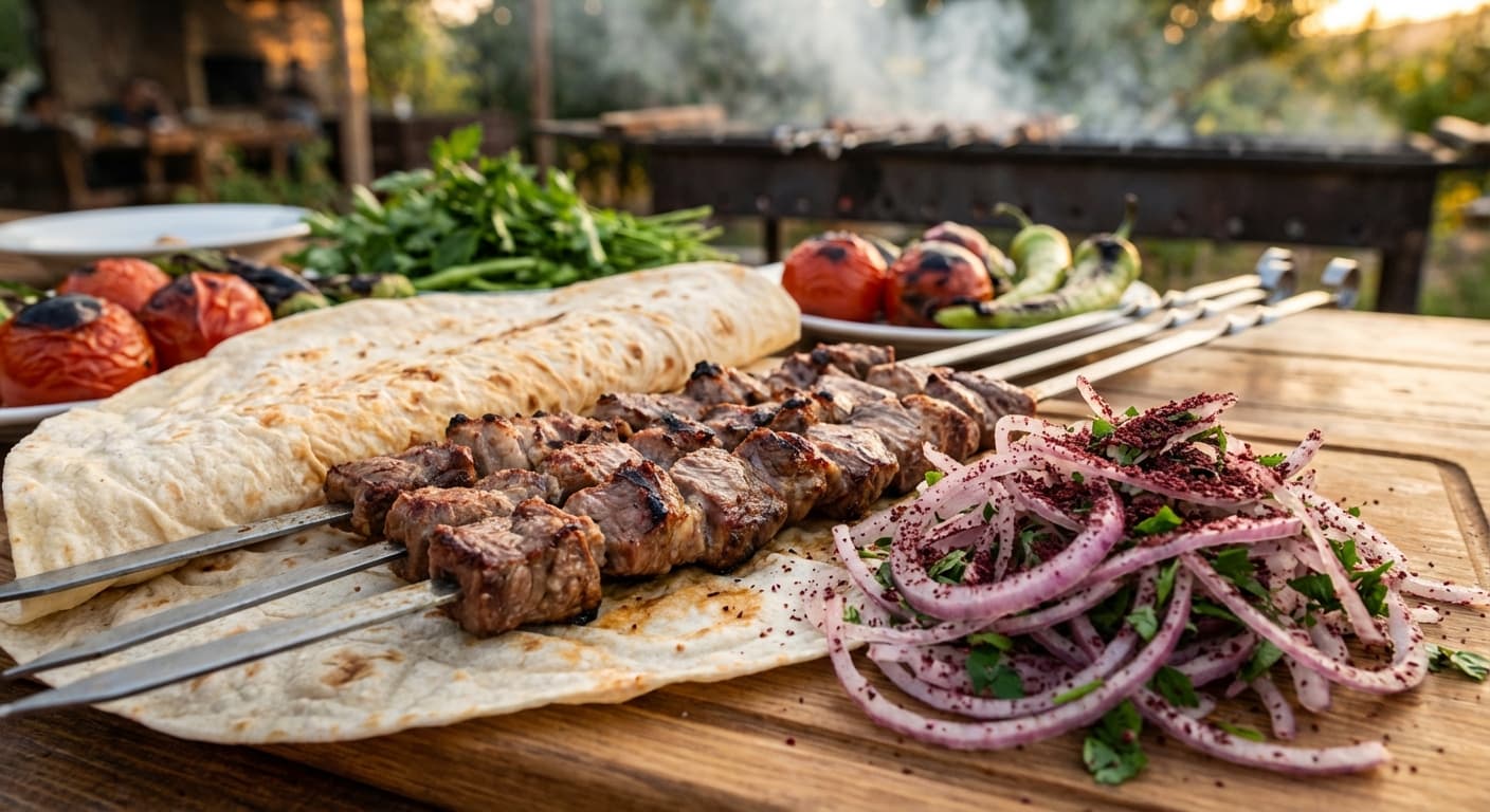 Tika Kabab — Azerbaijani skewered lamb served with sumac - authentic azerbaijani recipe