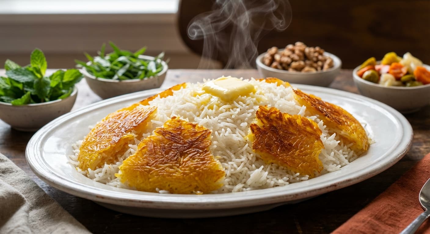 Traditional Persian Kateh — Everyday Caspian-Style Absorption Rice - authentic persian recipe