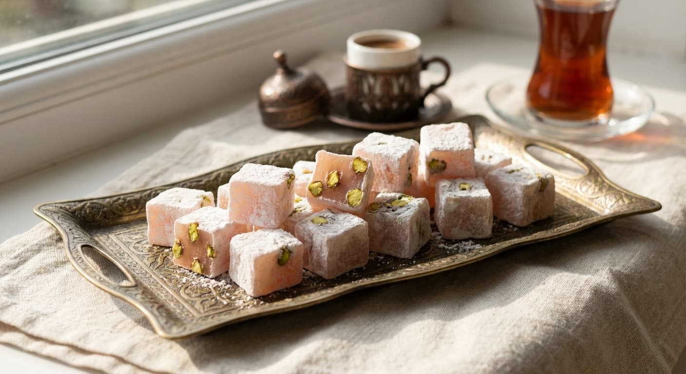 Turkish Delight — Rose and Pistachio Chewy Confections - authentic turkish recipe