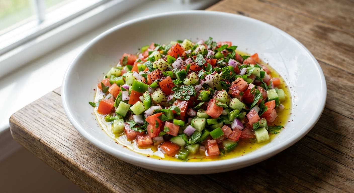 Turkish Shepherd’s Salad — Crisp tomato-cucumber salad with lemon and olive oil - authentic turkish recipe