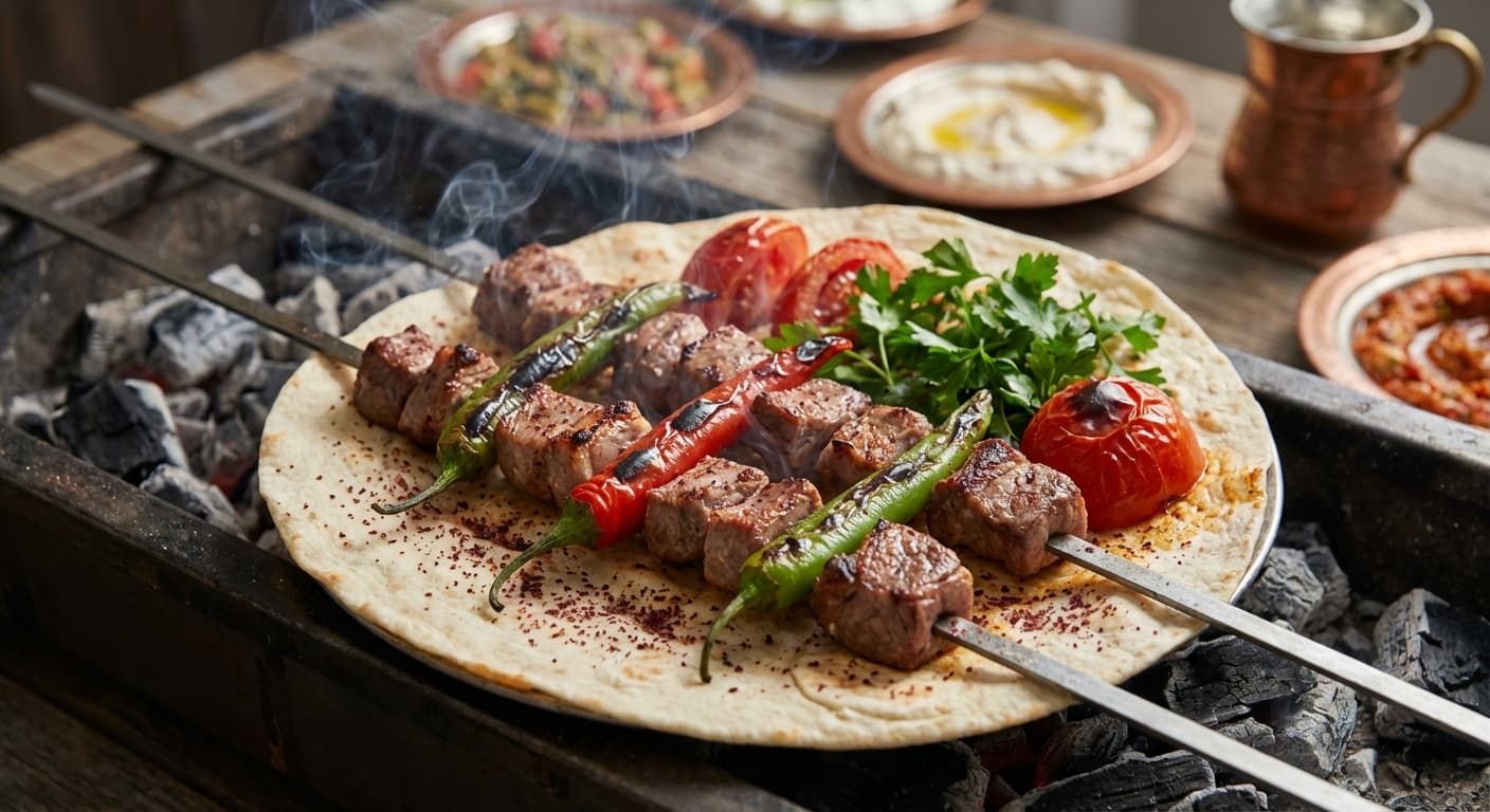 Turkish Shish Kebab — Charcoal-Grilled Marinated Lamb Skewers - authentic turkish recipe