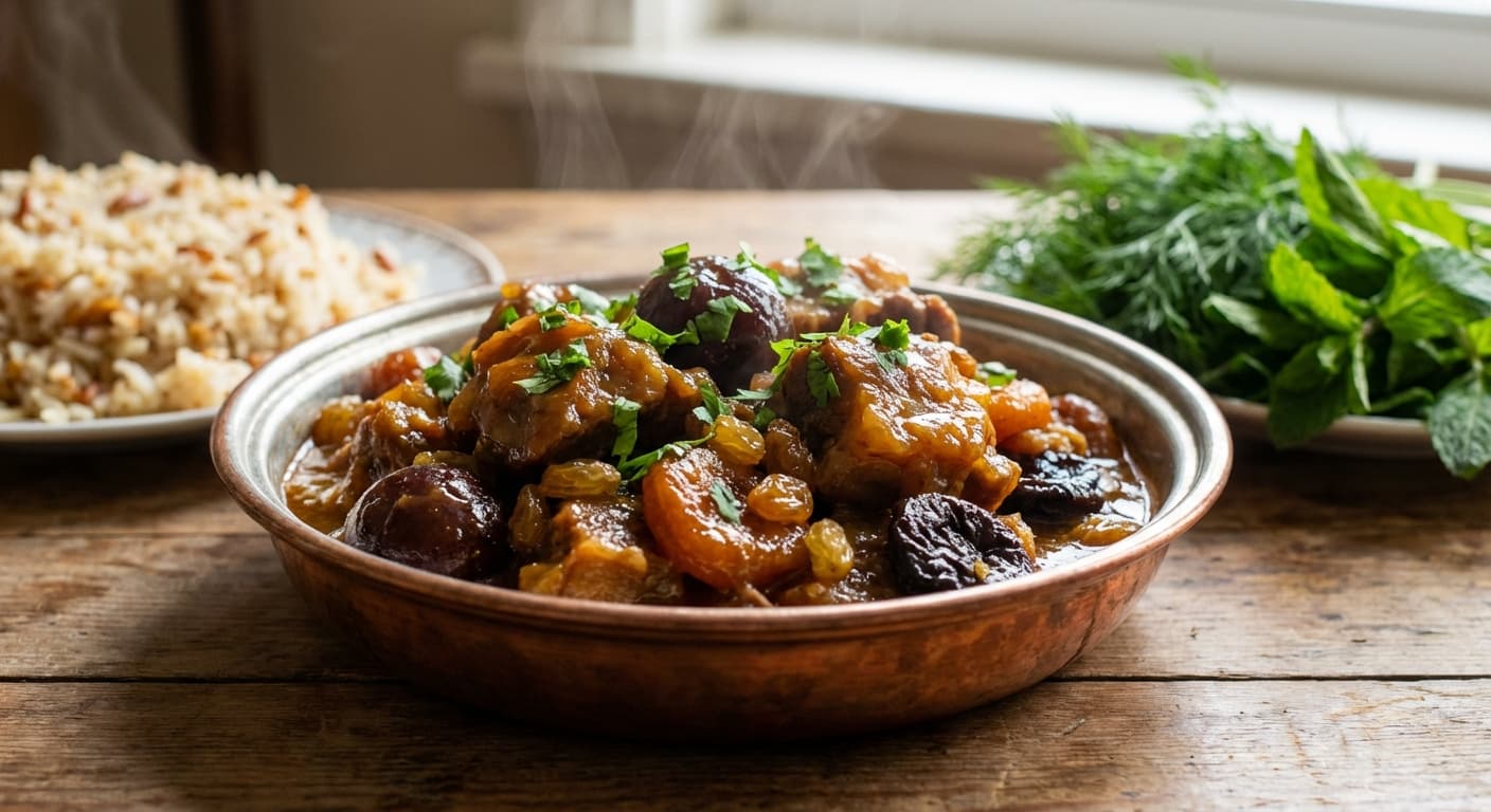 Turshu Govurma — Azerbaijani Sour Lamb Stew with Dried Fruits - authentic azerbaijani recipe