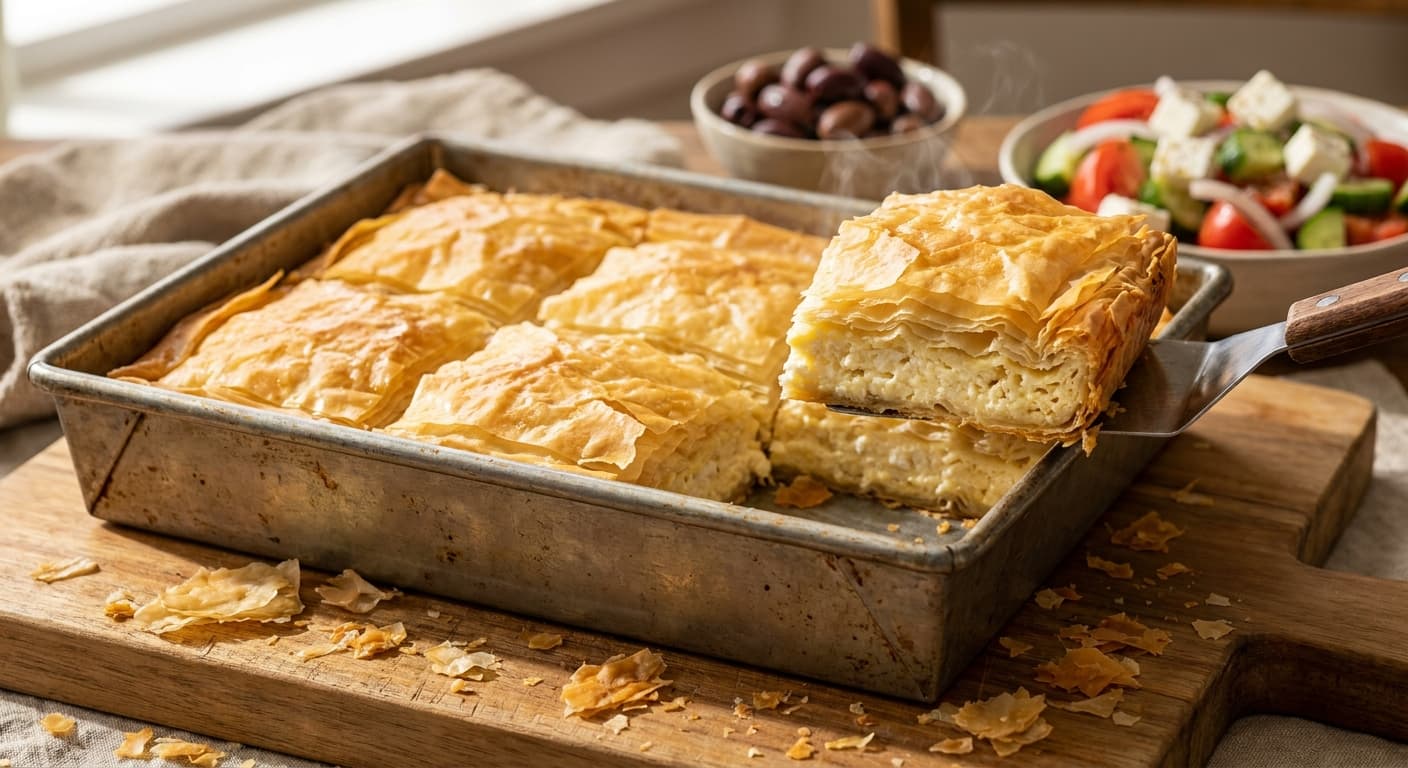 Tyropita — Greek Phyllo Pie with Feta, Eggs, and Pepper - authentic greek recipe