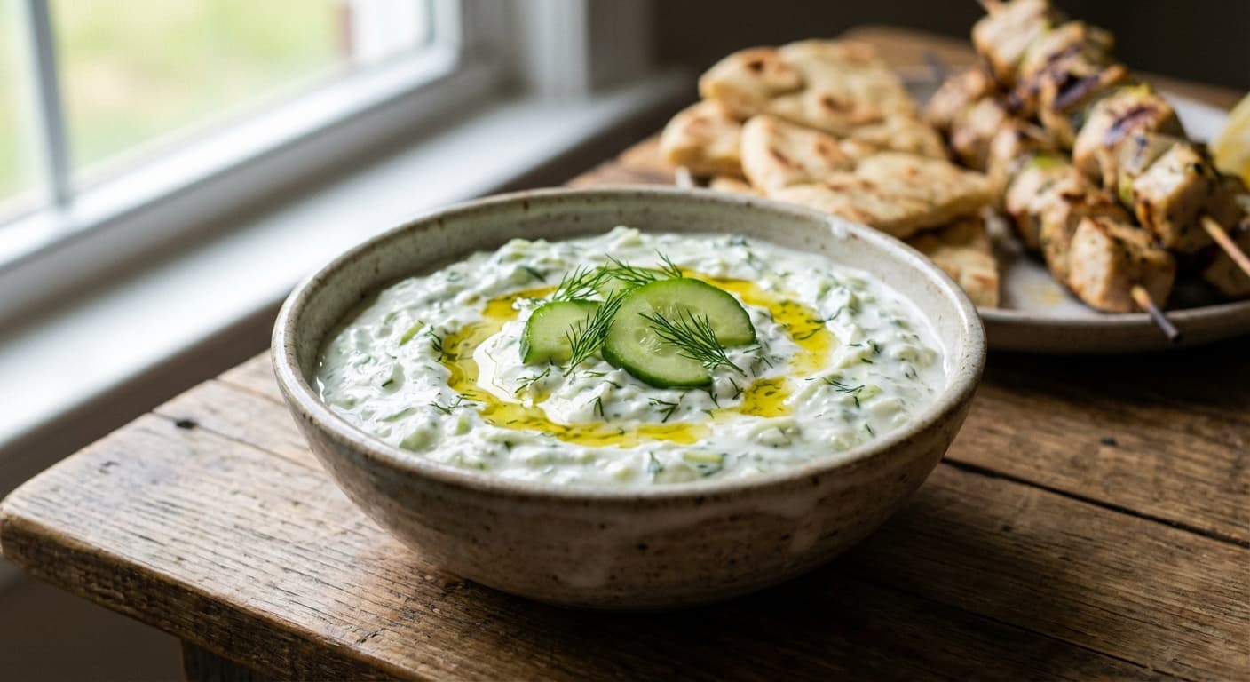 Tzatziki — Greek Yogurt Dip with Cucumber and Garlic - authentic greek recipe