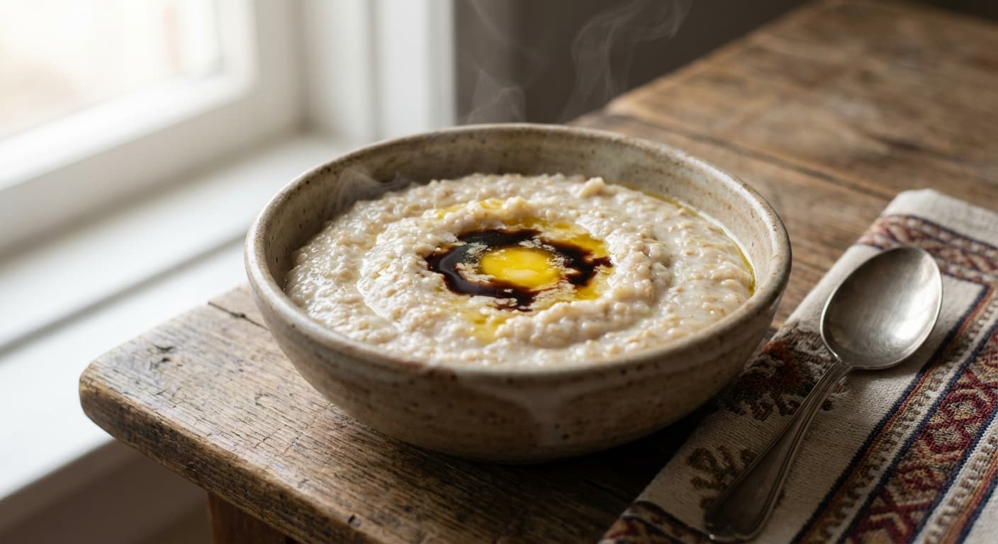 Xəşil — Azerbaijani Wheat Porridge with Butter and Molasses - authentic azerbaijani recipe