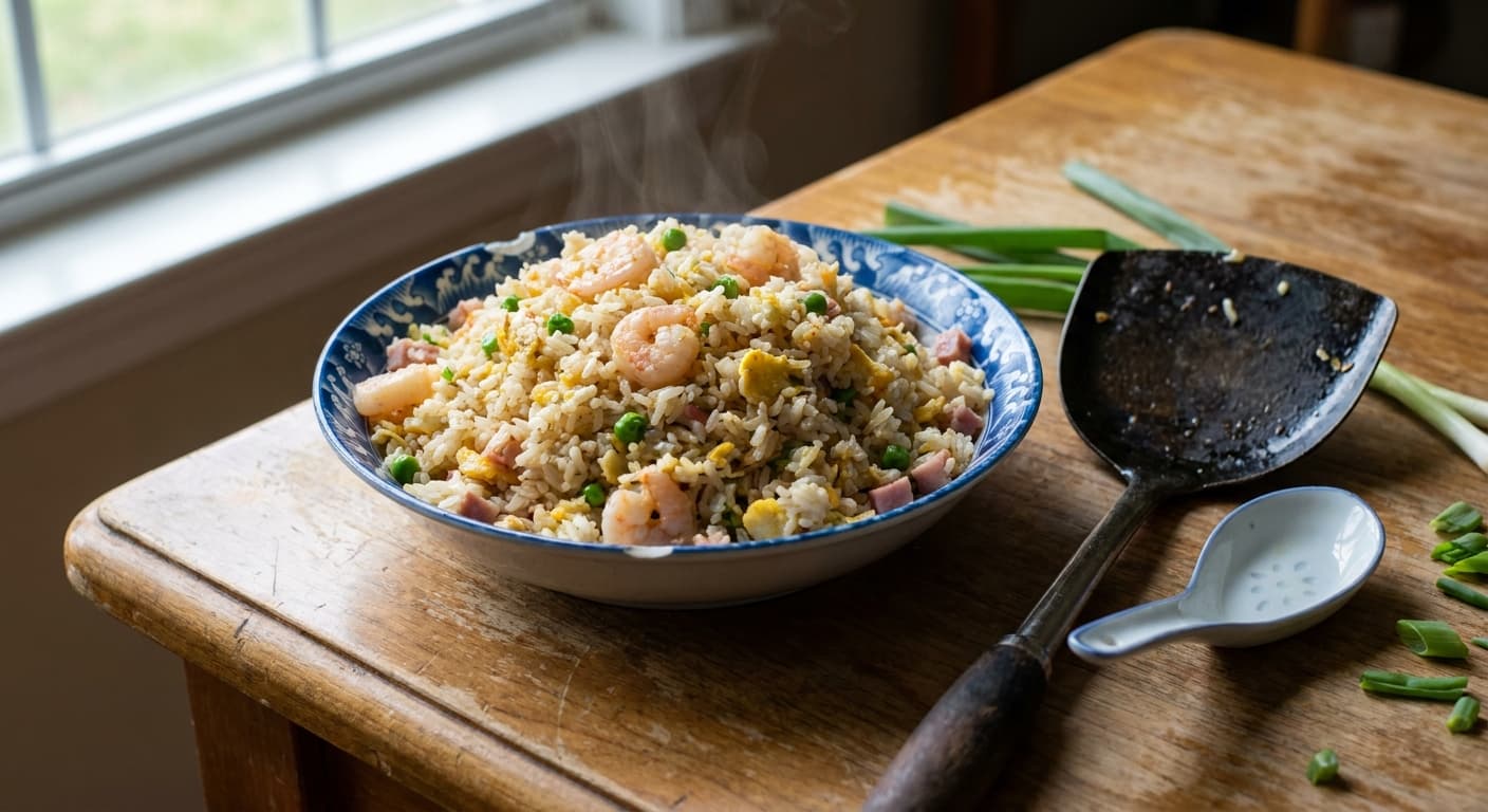 Yangzhou Fried Rice — Classic Shrimp, Char Siu, and Egg Fried Rice - authentic chinese recipe